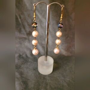2/$12 Vintage faux pearl and AB coated glass bead earrings